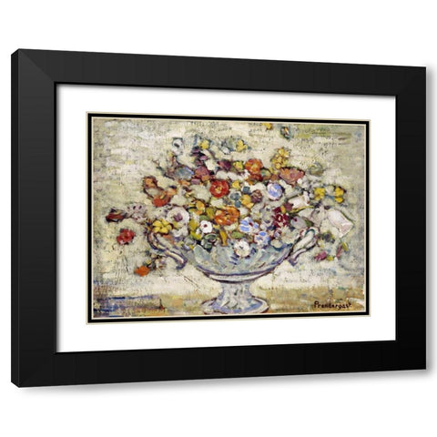 Floral Still Life Black Modern Wood Framed Art Print with Double Matting by Prendergast, Maurice Brazil