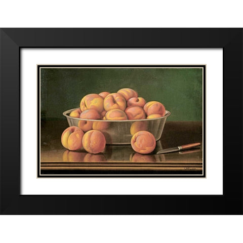 Still Life of Peaches In a Silver Bowl Black Modern Wood Framed Art Print with Double Matting by Prentice, Levi Wells