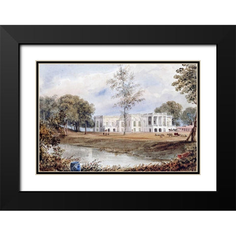 Belvedere House at Alapore Black Modern Wood Framed Art Print with Double Matting by Prinsep, William