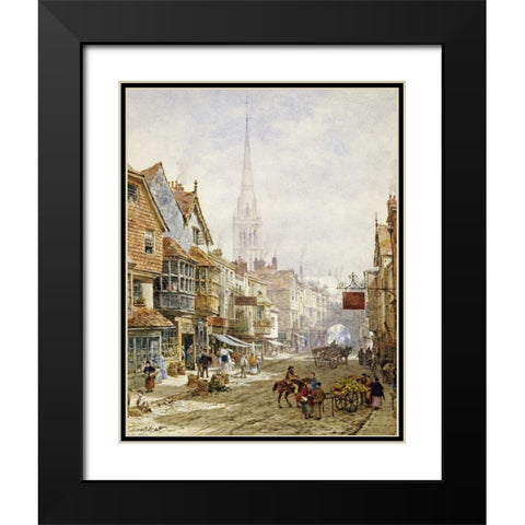 The High Street, Salisbury Black Modern Wood Framed Art Print with Double Matting by Rayner, Louise