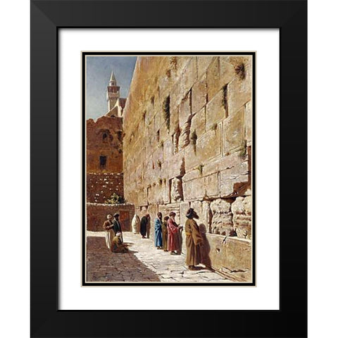 At The Wailing Wall Black Modern Wood Framed Art Print with Double Matting by Robertson, Charles
