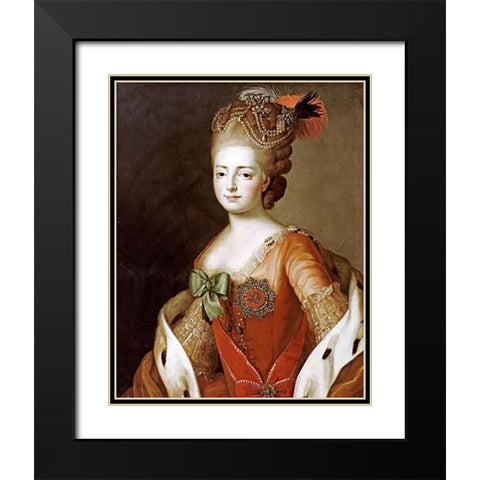 Portrait of Maria Fedorovna Black Modern Wood Framed Art Print with Double Matting by Roslin, Alexander