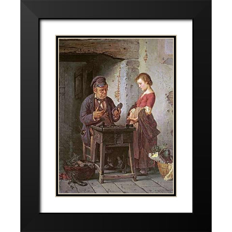 At The Cobblers Black Modern Wood Framed Art Print with Double Matting by Rotta, Antonio