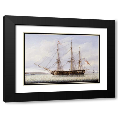 Sloop on The Mersey Black Modern Wood Framed Art Print with Double Matting by Salmon, Robert