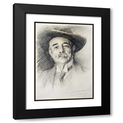 Portrait of Ramacho Ortigao Black Modern Wood Framed Art Print with Double Matting by Sargent, John Singer