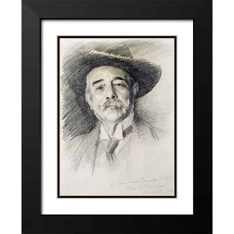 Portrait of Ramacho Ortigao Black Modern Wood Framed Art Print with Double Matting by Sargent, John Singer
