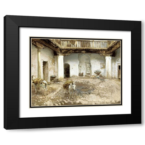 Moorish Courtyard Black Modern Wood Framed Art Print with Double Matting by Sargent, John Singer