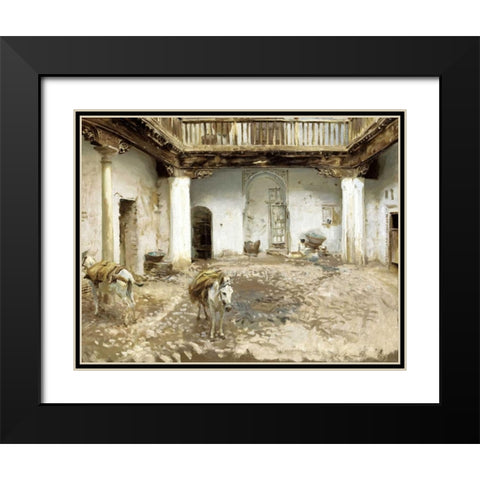 Moorish Courtyard Black Modern Wood Framed Art Print with Double Matting by Sargent, John Singer