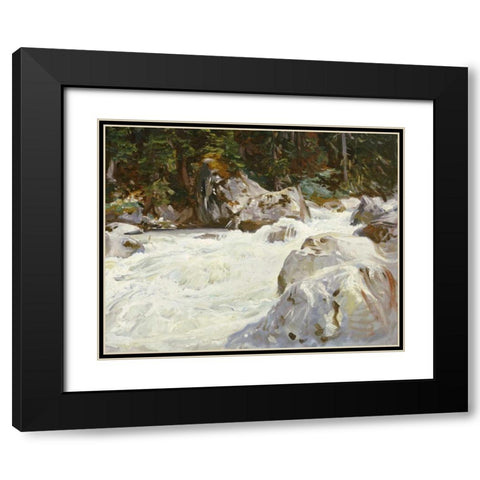 A Torrent in Norway Black Modern Wood Framed Art Print with Double Matting by Sargent, John Singer