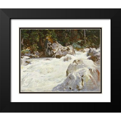A Torrent in Norway Black Modern Wood Framed Art Print with Double Matting by Sargent, John Singer
