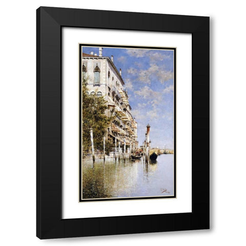 Along The Grand Canal Black Modern Wood Framed Art Print with Double Matting by Senet, Rafael