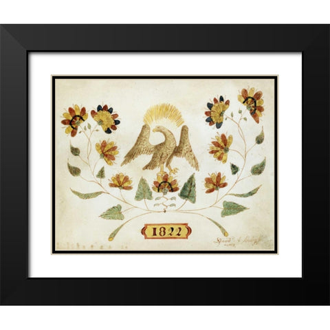 A Watercolor and Ink Drawing of a Spread Eagle Black Modern Wood Framed Art Print with Double Matting by Sheley, David A.