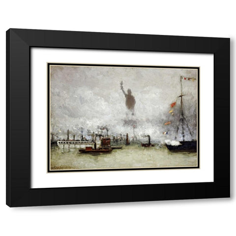 The Statue of Liberty Black Modern Wood Framed Art Print with Double Matting by Smith, Francis Hopfinson