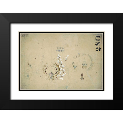 Original Design Sketch - Coffee Service Black Modern Wood Framed Art Print with Double Matting by Tiffany Studios