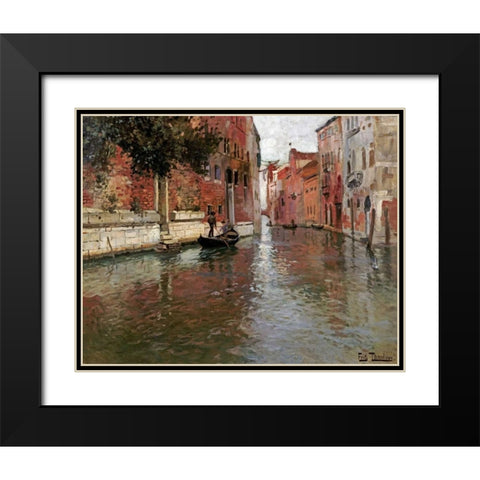 A Venetian Backwater Black Modern Wood Framed Art Print with Double Matting by Thaulow, Fritz