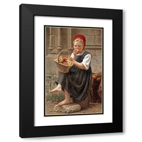 The Apple Girl Black Modern Wood Framed Art Print with Double Matting by Thirion, Charles-Victor