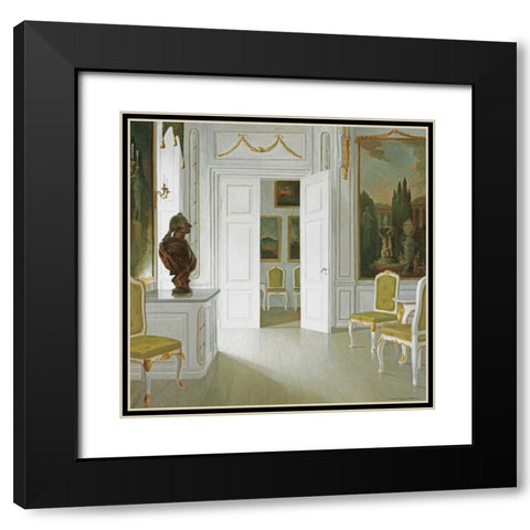 An Interior of a Salon - Fredensborg Black Modern Wood Framed Art Print with Double Matting by Tilemann-Peterson, Christian
