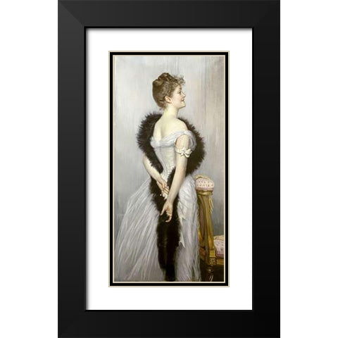 Portrait of The Vicomtesse De Montmorand Black Modern Wood Framed Art Print with Double Matting by Tissot, James Jacques