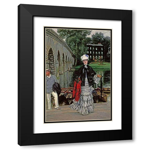 The Return From The Boating Trip Black Modern Wood Framed Art Print with Double Matting by Tissot, James Jacques