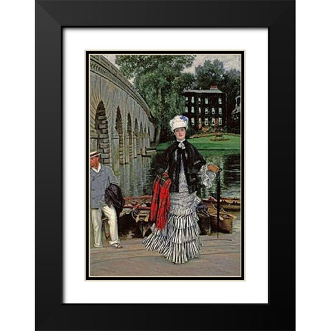 The Return From The Boating Trip Black Modern Wood Framed Art Print with Double Matting by Tissot, James Jacques