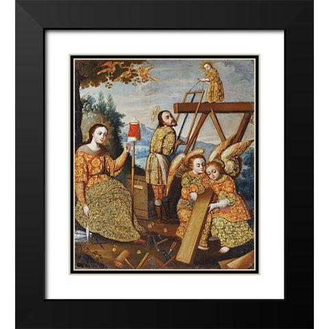 The Holy Family In Nazareth Black Modern Wood Framed Art Print with Double Matting by Tito, Diego Quispe