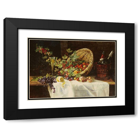 Cherries and Gooseberries In a Basket Black Modern Wood Framed Art Print with Double Matting by Trefftz, Gertrud