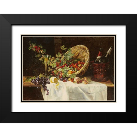 Cherries and Gooseberries In a Basket Black Modern Wood Framed Art Print with Double Matting by Trefftz, Gertrud