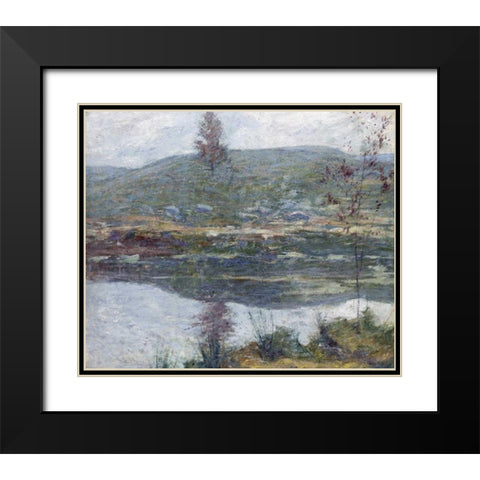 Autumn Mists Black Modern Wood Framed Art Print with Double Matting by Twachtman, John Henry