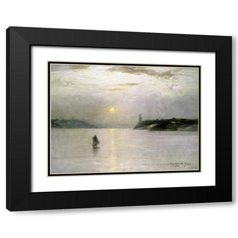 Sailing on The Hudson Black Modern Wood Framed Art Print with Double Matting by Tyler, Bayard Henry