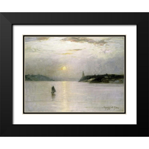 Sailing on The Hudson Black Modern Wood Framed Art Print with Double Matting by Tyler, Bayard Henry