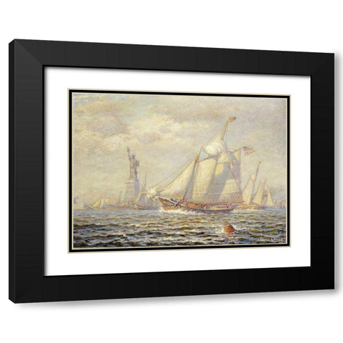 New York Harbor Black Modern Wood Framed Art Print with Double Matting by Tyler, James Gale