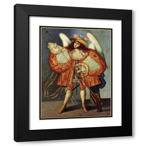 Arcangel Con Arcabuz Black Modern Wood Framed Art Print with Double Matting by Unknown