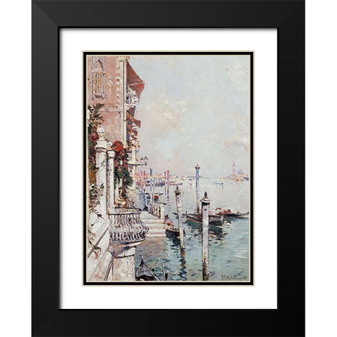 The Grand Canal, Venice Black Modern Wood Framed Art Print with Double Matting by Unterberger, Franz Richard