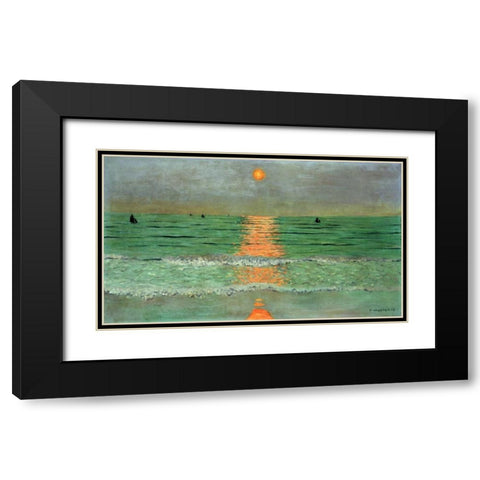 Sunset. Coucher De Soleil Black Modern Wood Framed Art Print with Double Matting by Vallotton, Felix