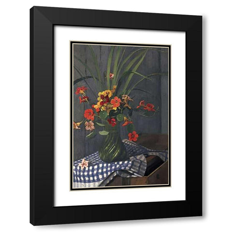 Bouquet De Capucines Black Modern Wood Framed Art Print with Double Matting by Vallotton, Felix