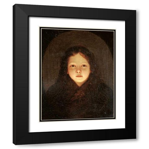 A Girl, Head and Shoulders Black Modern Wood Framed Art Print with Double Matting by Van Schendel, Petrus