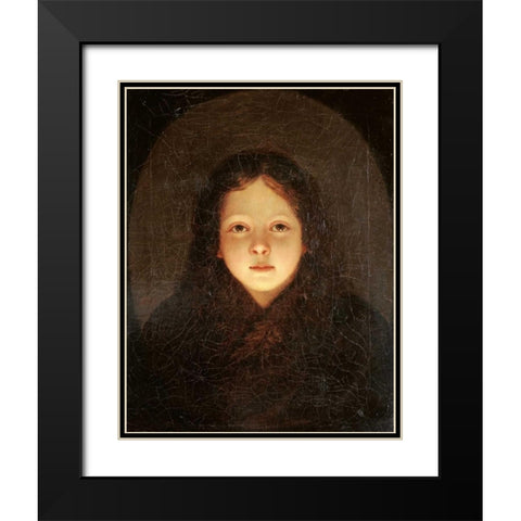 A Girl, Head and Shoulders Black Modern Wood Framed Art Print with Double Matting by Van Schendel, Petrus