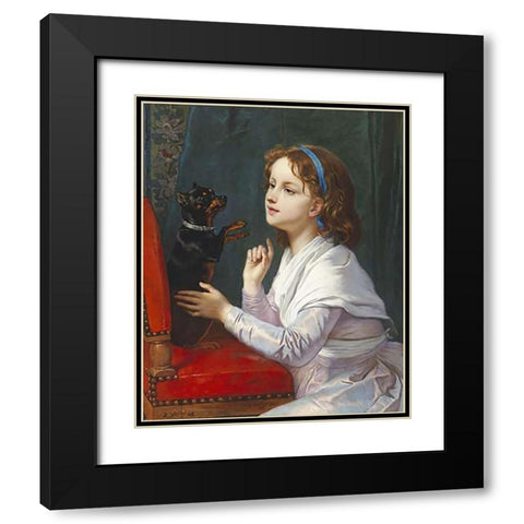 The New Trick Black Modern Wood Framed Art Print with Double Matting by Verlat, Charles Michel Maria