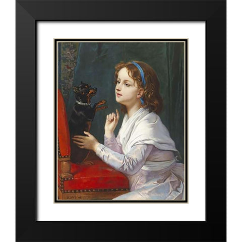 The New Trick Black Modern Wood Framed Art Print with Double Matting by Verlat, Charles Michel Maria