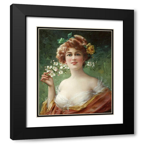 Blossoming Beauty Black Modern Wood Framed Art Print with Double Matting by Vernon, Emile