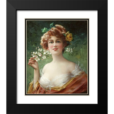 Blossoming Beauty Black Modern Wood Framed Art Print with Double Matting by Vernon, Emile