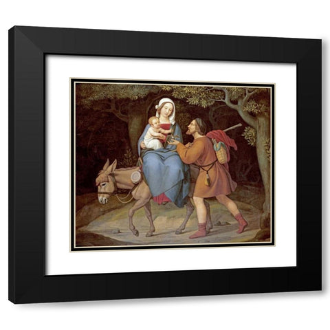 The Flight Into Egypt Black Modern Wood Framed Art Print with Double Matting by Von Hess, Heinrich Maria