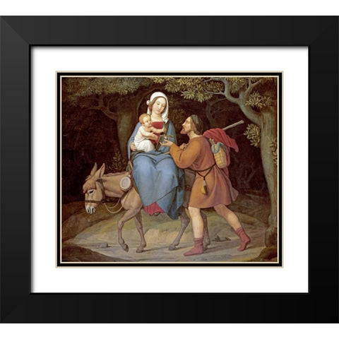 The Flight Into Egypt Black Modern Wood Framed Art Print with Double Matting by Von Hess, Heinrich Maria