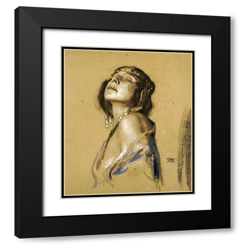 Salome Black Modern Wood Framed Art Print with Double Matting by Von Stuck, Franz
