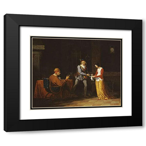 The Departing Highlander Black Modern Wood Framed Art Print with Double Matting by Wachsmith, Ferdinand