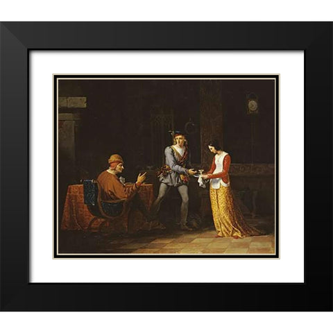 The Departing Highlander Black Modern Wood Framed Art Print with Double Matting by Wachsmith, Ferdinand