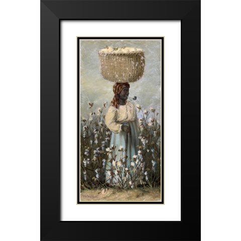 Cotton Picker Black Modern Wood Framed Art Print with Double Matting by Walker, William Aiken