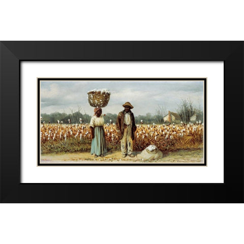 The Cotton Pickers Black Modern Wood Framed Art Print with Double Matting by Walker, William Aiken