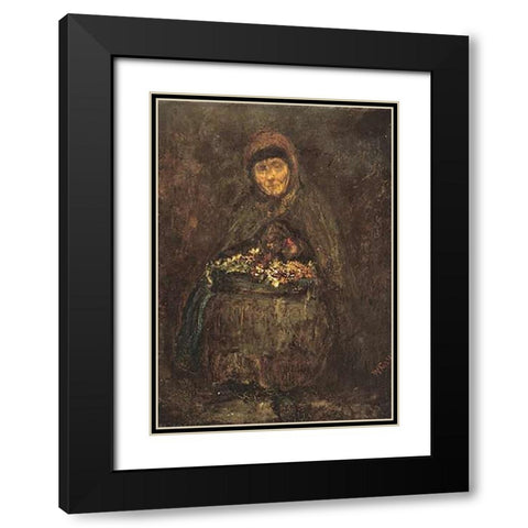 La Mere Gerard Black Modern Wood Framed Art Print with Double Matting by Whistler, James McNeill