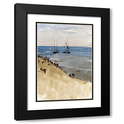 Green and Silver - The Bright Sea, Dieppe Black Modern Wood Framed Art Print with Double Matting by Whistler, James McNeill